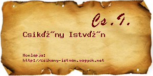 Csikány István névjegykártya